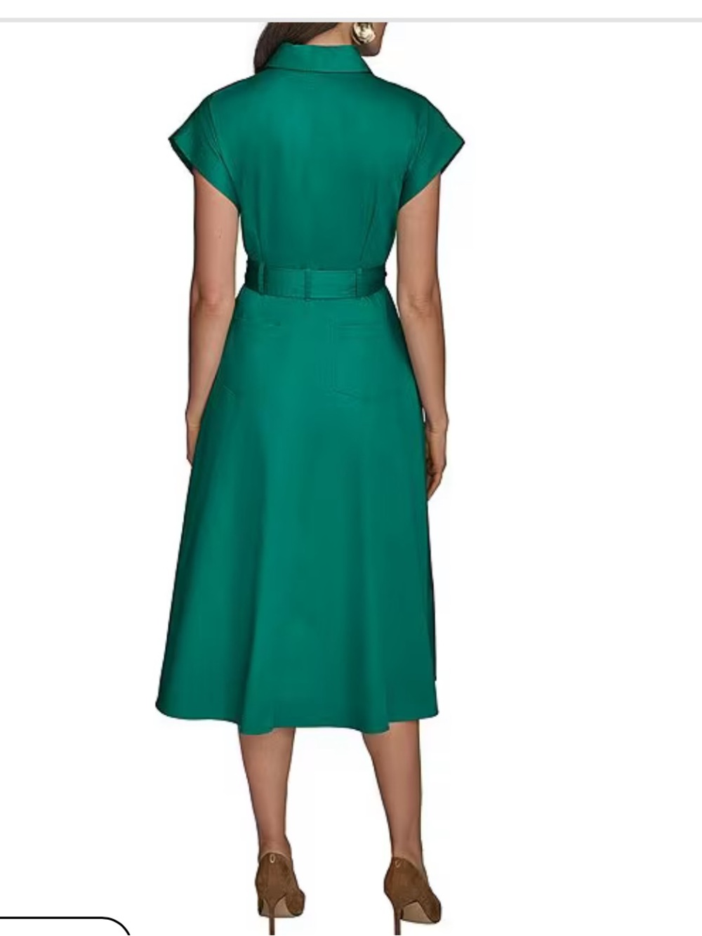 Donna Karan Shirtwaist Midi Dress with Tie Waist - Picture 2 of 10